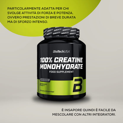 BioTechUSA 100% Creatine Monohydrate | Creatina di grado farmaceutico | Micronizzata | Vegan | Senza glutine, confezione classica a contenitore in plastica, 500 g