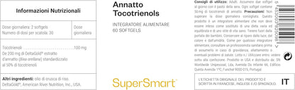 Annatto Tocotrienols - La più grande fonte naturale di vitamina E - Aiuta a proteggere tutte le cellule dallo stress ossidativo - Senza OGM - Senza glutine - Supersmart