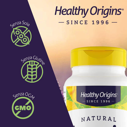 Healthy Origins, Natural Vitamin E, 400 UI per capsula, 180 Capsule morbide, Testato in Laboratorio, Senza Glutine, Non OGM, Vitamina E come tocoferolo