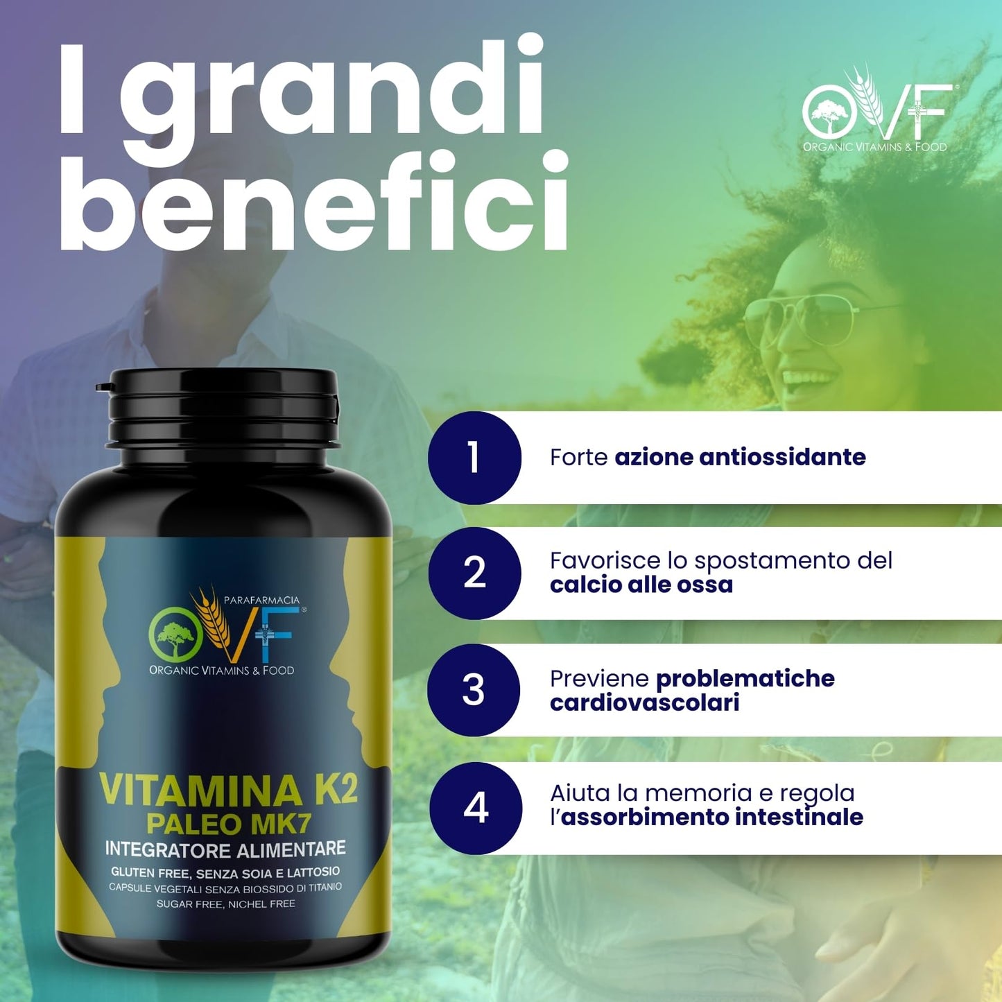 Parafarmacia OVF, Vitamina K2 mk7 200 mcg, 300 capsule (10 mesi di fornitura), Vitamina K2 pura, Ottima per ossa e Vasi sanguigni