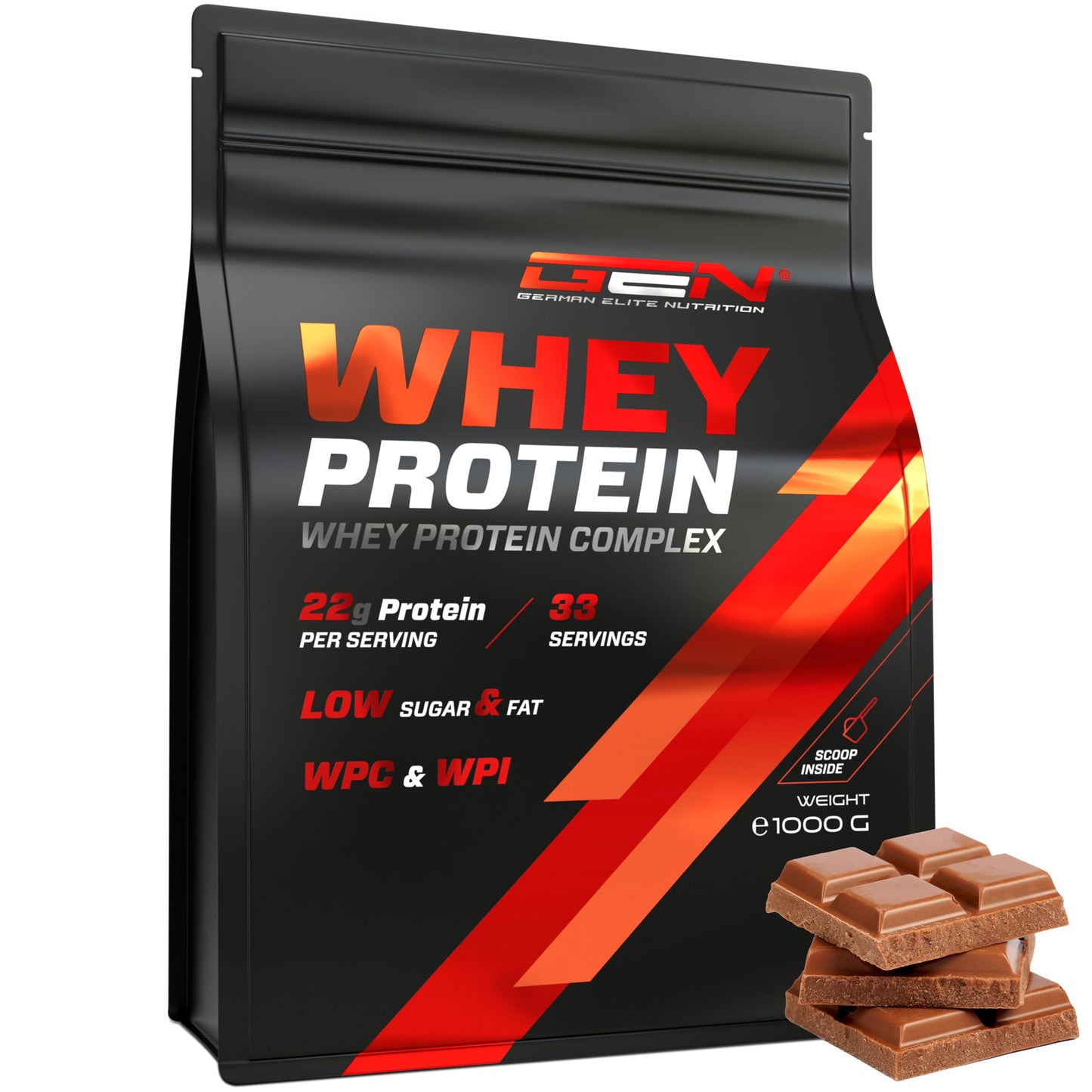 Whey Proteine Complesso - 1000 g (Gelato alla vaniglia) - Con contenuto isolato - Proteine in polvere solubili istantanee con BCAA ed EAA - German Elite Nutrition