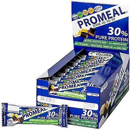 Volchem Promeal Zone 40-30-30, Barretta Proteico-Energetica con Ripartizione di Carboidrati-Proteine-Grassi (40-30-30), Senza Grassi Idrogenati, Scatola da 24 Barrette, Gusto Menta, 1200 g