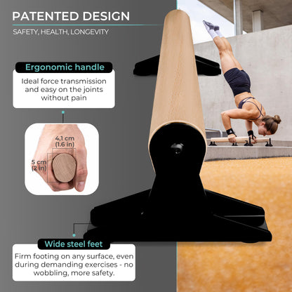 PULLUP & DIP Parallele in Legno, Parallettes Basse o Medie con Maniglie Ergonomiche, Barre Parallele Maniglie per Flessioni per Calisthenics e Corpo Libero