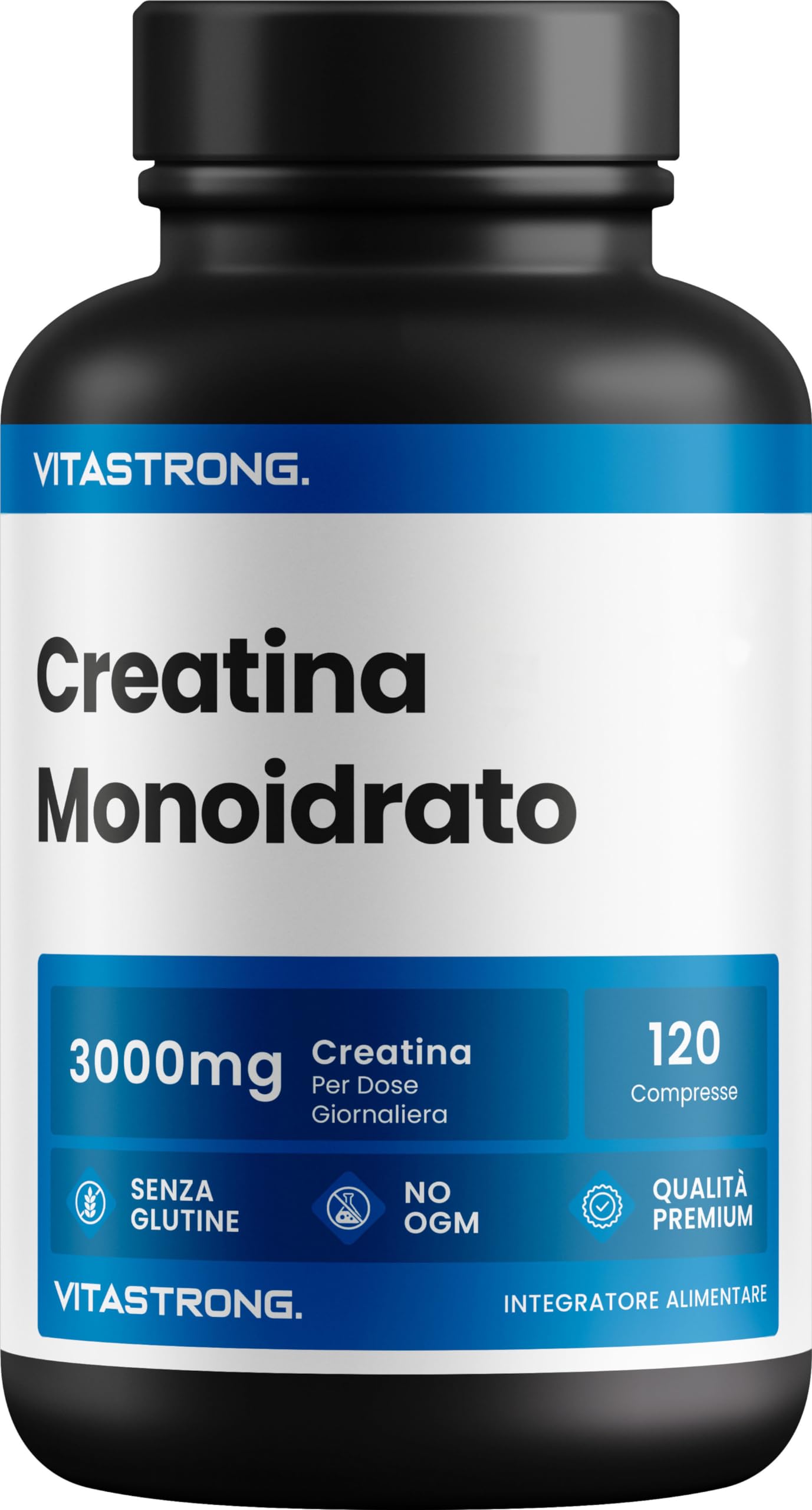 Creatina Monoidrato SOLO 100% CREAPURE® | Vitastrong Creatina in Polvere Pura | Fine e Solubile | per Sviluppo Massa Muscolare e Preworkout