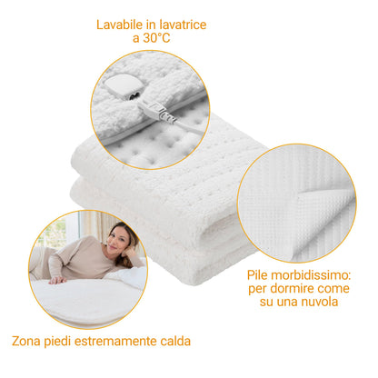 medisana HU 665 Sottocoperta elettrica, 150 x 80 cm, spegnimento automatico, protezione da surriscaldamento, 3 impostazioni di temperatura, lavabile, scaldamaterasso adatto a tutti i materassi