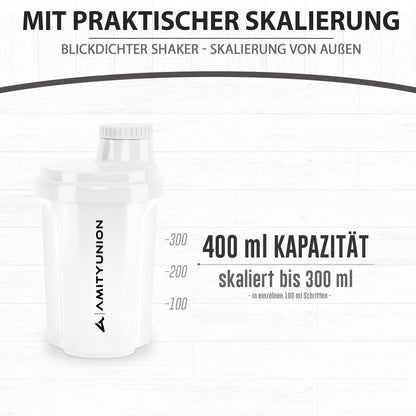 AMITYUNION Shaker per proteine 300 ml Heaven a prova di perdite, senza BPA con setaccio cliccabile e scala per frullati cremosi di siero di latte, shaker per proteine, originale in Fumo nero