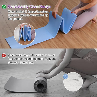 Avoalre Tappetino Yoga Antiscivolo Pieghevole, Tappetino Yoga Antiscivolo in PVC Alta Densità Facile da Piegare per Fitness Yoga Pilates