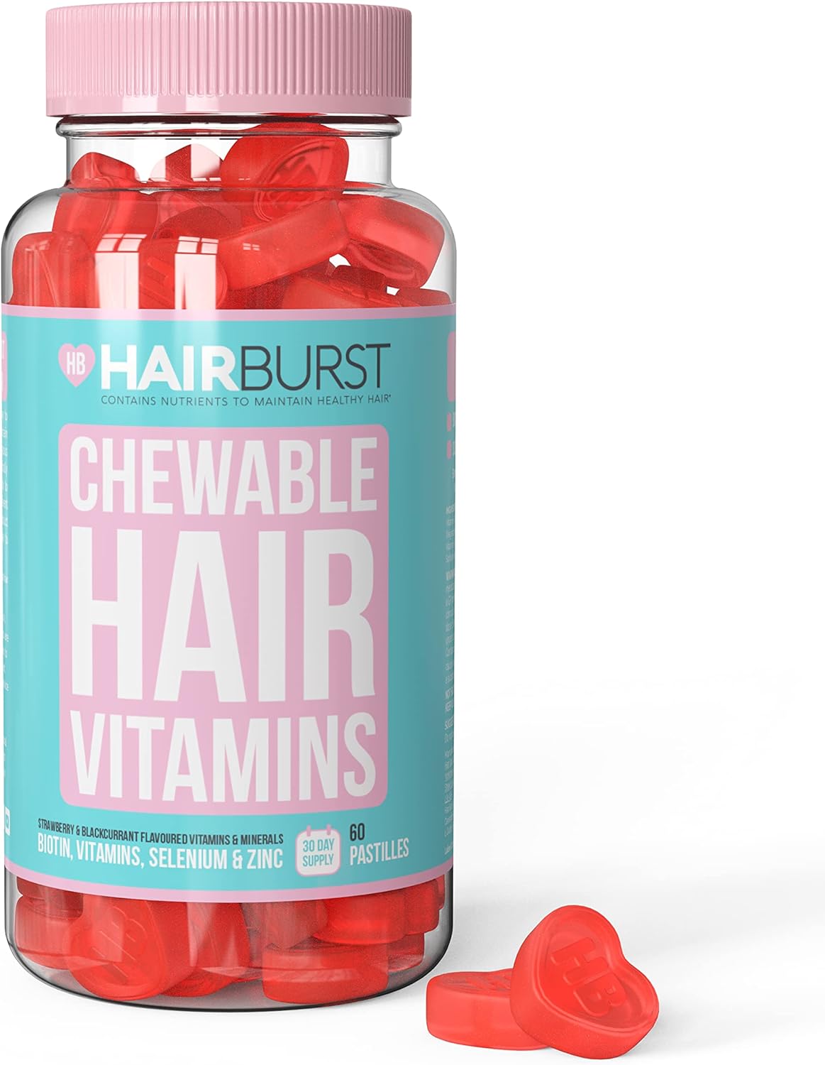 HAIR BURST Gomme Vitaminiche per Capelli Biotina per capelli più Lunghi e Spessi - Aggiunta di Zinco, Vitamina C e Selenio - Fornitura per 1 Mese (Confezione da 60 Caramelle Gommose)