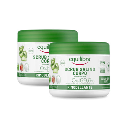 equilibra Scrub Salino Corpo Rimodellante, Esfoliante, 600 g, con Sale Salgemma di Sicilia Purissimo ad Azione Antiacqua e Aloe Vera, Oli Naturali ed Estratti Vegetali, Leviga e Nutre la Pelle