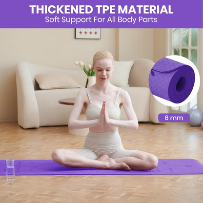 Good Nite Tappetino da yoga da 6 mm, in TPE, antiscivolo, per fitness, pilates, allenamento, yoga, pilates, allenamento, 183 x 61 x 0,6 cm