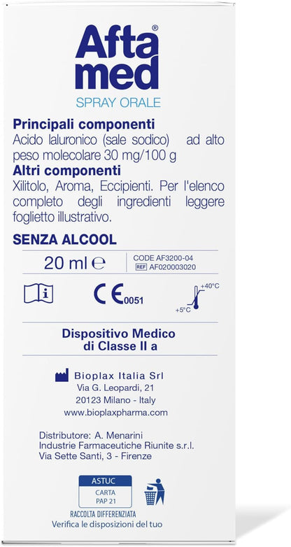 Aftamed Spray indicato per Afte, Stomatiti Aftose, Lesioni del cavo orale - Flacone da 20ml