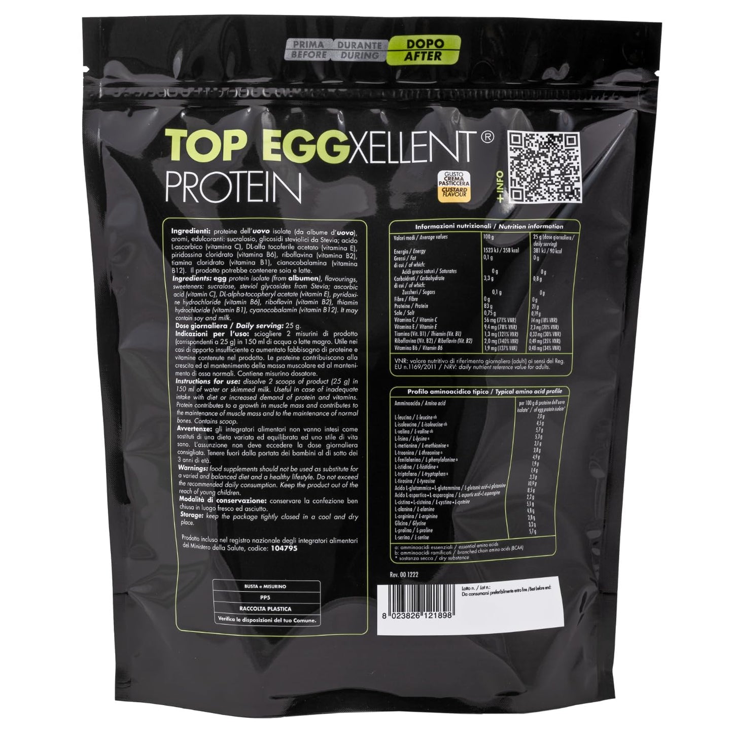 Top Eggxellent Protein - Integratore di Proteine dell'Albume dell'Uovo - Formato: Doypack 750 g - Gusto: Cacao