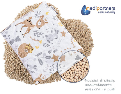 Medi Partners Cuscino termico con noccioli di ciliegia grande 500g rettangolare 20x25cm 100% cotone per terapia del freddo e del calore