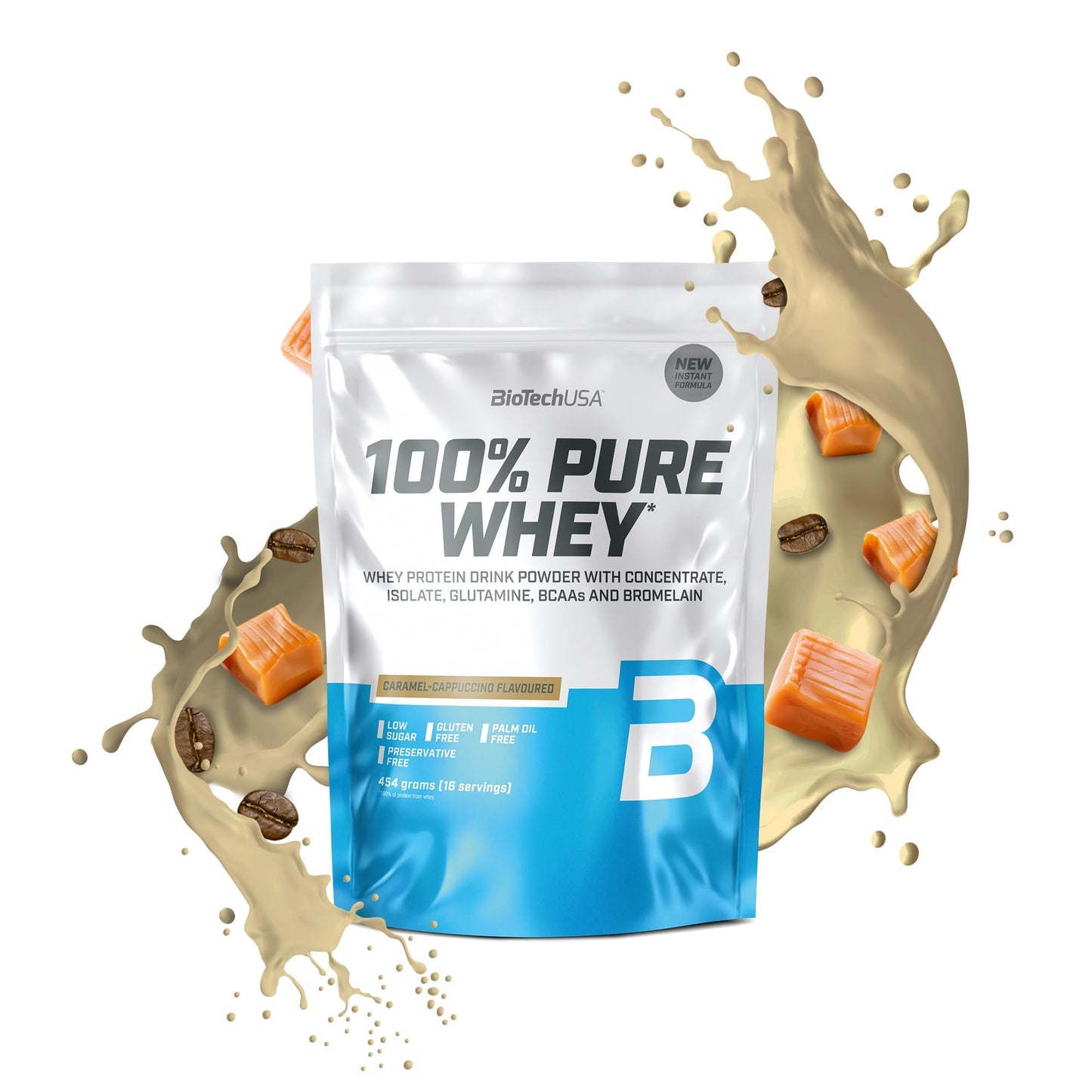 BioTechUSA 100% Pure Whey Complesso proteico del siero di latte con bromelina, aminoacidi, senza zuccheri aggiunti, senza olio di palma e con edulcorante, 1 kg, Cioccolato