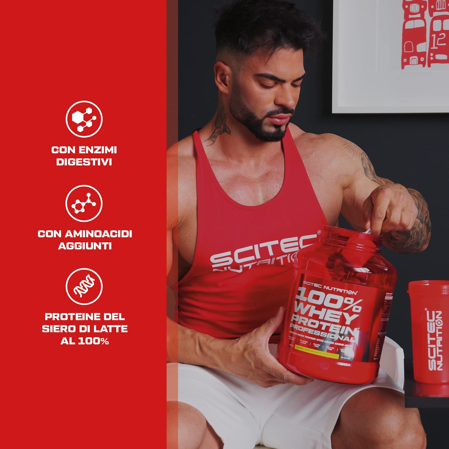 Scitec Nutrition 100% Whey Protein Professional - Potenziato con aminoacidi extra ed enzimi digestivi - Senza glutine - Senza olio di palma, 2.35 kg, Cioccolato