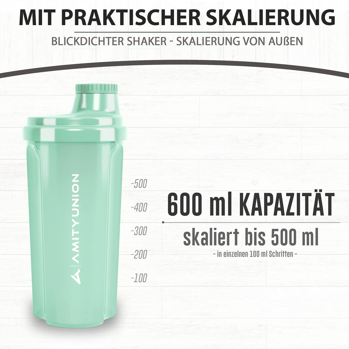 AMITYUNION Shaker per proteine 500 ml Heaven a prova di perdite, senza BPA con setaccio cliccabile e scala per frullati cremosi di siero di latte, shaker per proteine, originale in Rosa