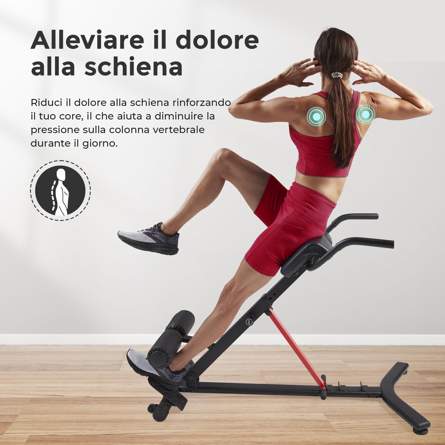 Sunny Health & Fitness Panca Romana, Panca Sit Up per Allenamenti per Glutei e Addominali a Casa, Inclinazione di Regolazione Opzionale e Panca Romana Multifunzione per Carichi Pesanti