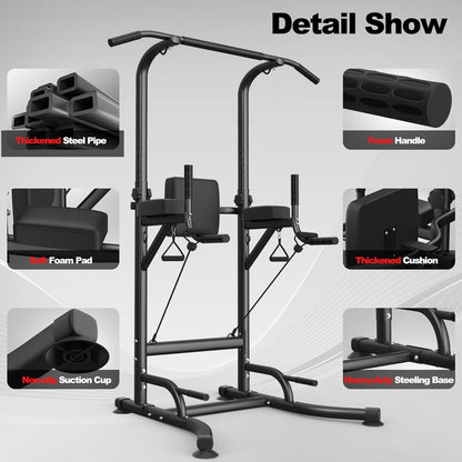 Dskeuzeew Power Tower Dip Station, Fitness Strength Station con barra per trazioni, Power Tower multifunzione per allenamento della forza in palestra domestica, caricabile 330LBS, Lega di acciaio