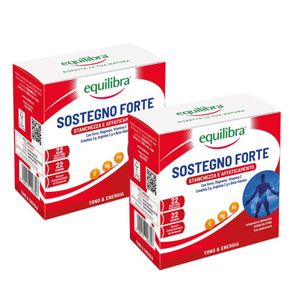 equilibra Integratori Alimentari, Sostegno Forte, Integratore con Creatina, Arginina, Vitamine C, B1, per Incrementare le Prestazioni Fisiche, con Succo Concentrato di Arancio, 22 Bustine Monodose