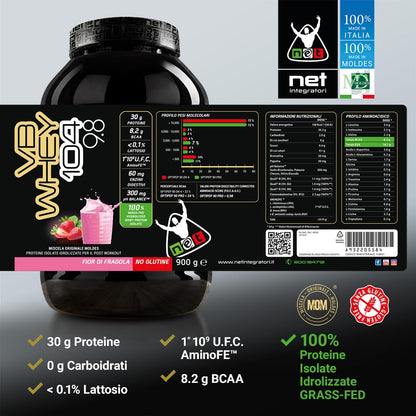 NET Integratori VB WHEY 104 9.8 Optipep - 900g Cioccolato - Proteine Isolate Idrolizzate per via Enzimatica Con EAA e BCAA - Massimizza Sintesi Proteica, Crescita e Mantenimento Muscolare