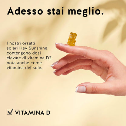 Caramelle Gommose Vitamina D - Integratore Difese Immunitarie - Senza Zucchero - 1000 UI per Orsetto Gommoso - Senza Glutine - 60 gummies - Bears with Benefits