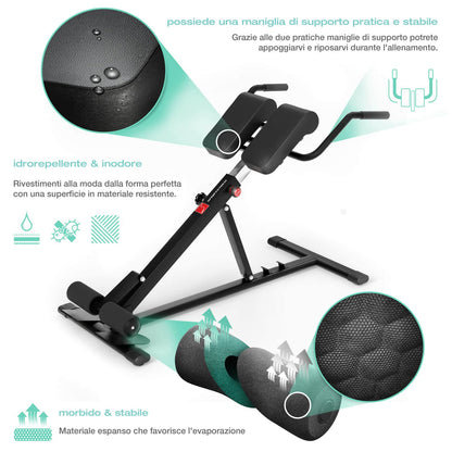 Sportstech in salute e in forma nel 2020. Panca per addominali & lombari/schiena, barra per Dip per casa. Ergonomica, regolabile. Sistema di bloccaggio e ripieghevole BRT150