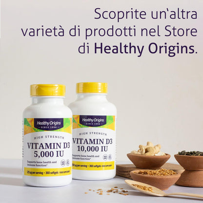 Healthy Origins, Vitamina D3, 2.000 UI, Depot 2-Day-Dose, 360 Capsule, Testato in Laboratorio, Senza Glutine, Senza Soia, non OGM, Dose di 2 giorni di Vitamina D