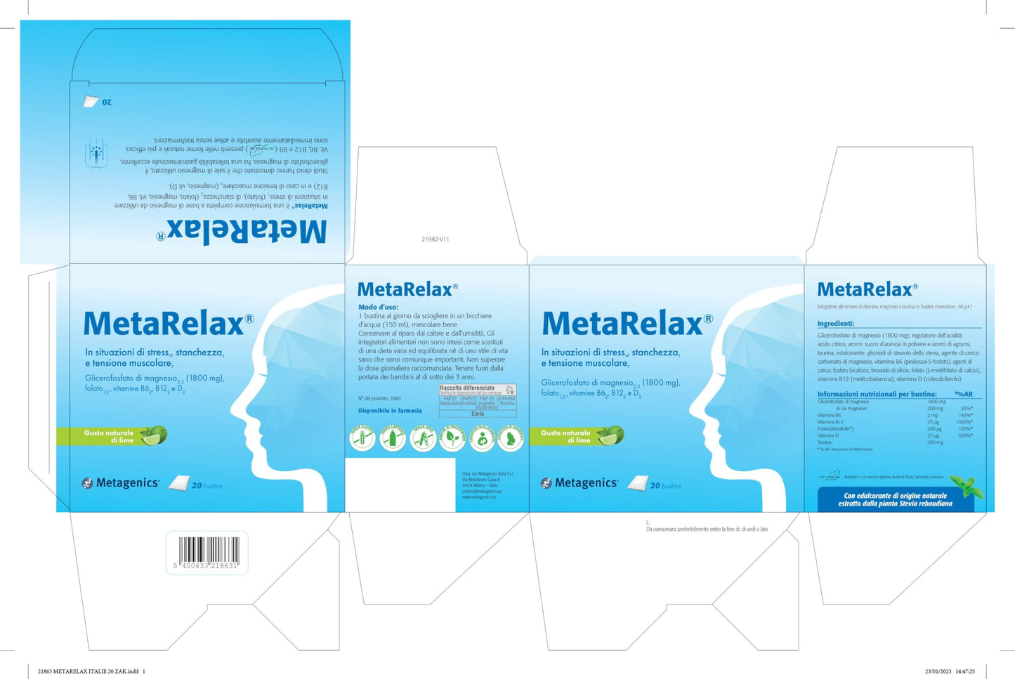 Metagenics - MetaRelax, In Situazioni di Stress, Stanchezza e Tensione Muscolare - 45 Compresse