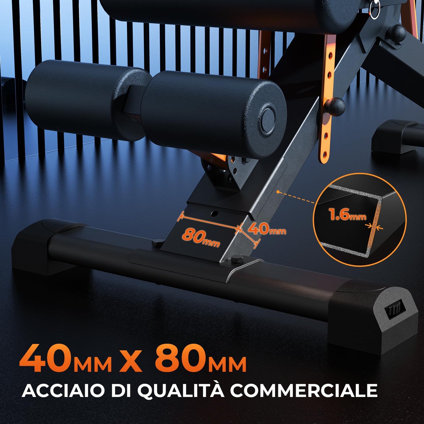 Bonvork - Panca per pesi regolabile da 408,2 kg, pieghevole, con acciaio resistente da 80 x 40 mm, per palestra domestica, panca da allenamento con declino della forza inclinata, per esercizi di tutto