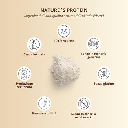 nutri+ Natures Protein Powder Cocco 500g - proteine naturali in polvere senza edulcoranti, lattosio, zucchero e latte - proteina vegetale in polvere - gusto Noce di Cocco