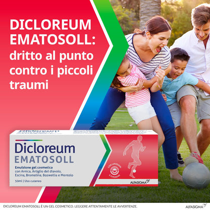 Dicloreum Ice Schiuma Frizzante Cosmetica per il Trattamento di Contusioni, Affaticamento Muscolare e Lievi Traumi, con Arnica, Artiglio del Diavolo, Escina, Bromelina, Boswellia e Mentolo, 150 Ml