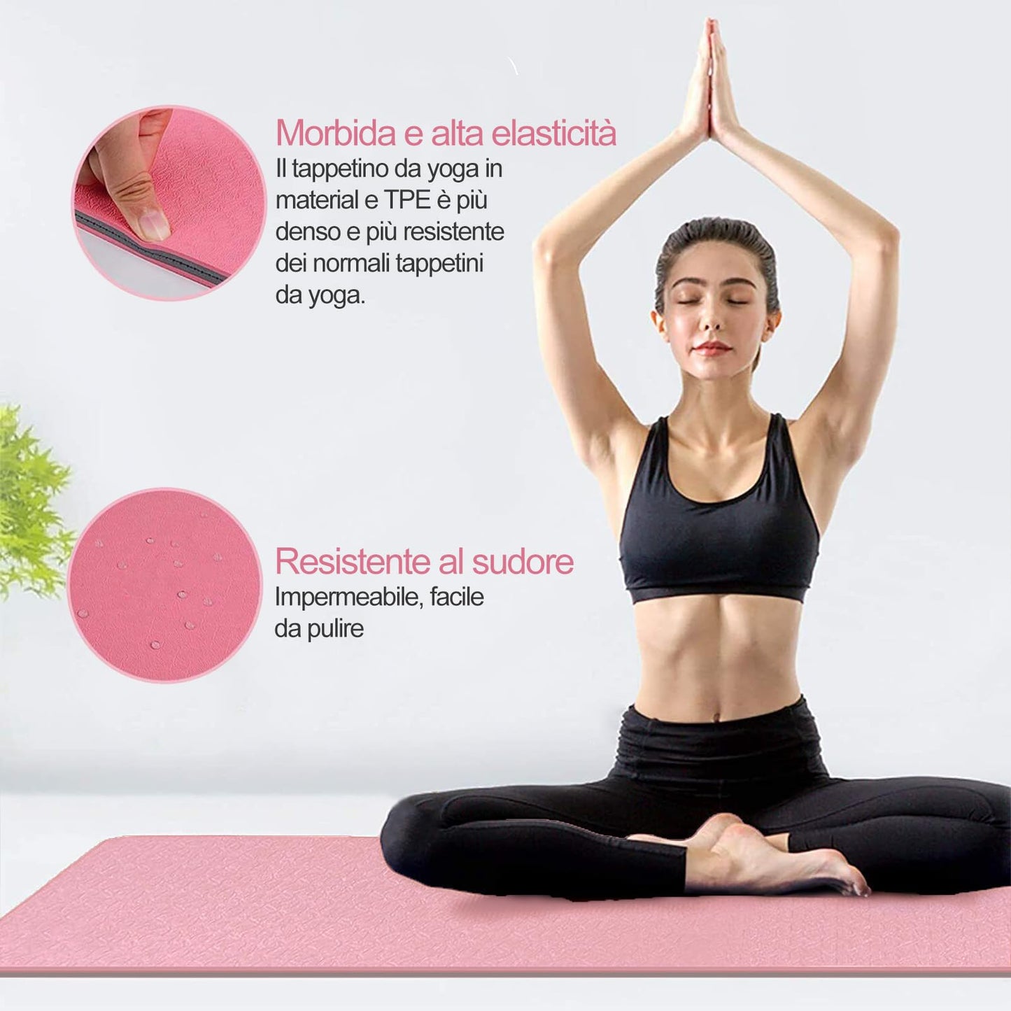 Tappetino Yoga in TPE Ecologico, m MU, Tappeto Allenamento Antiscivolo Doppia Faccia ad Alta Densita Materassino, Impermeabile Dimensione di 183 x 61 x 0.6 cm con Custodia