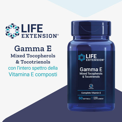 Life Extension, Gamma E, Tocoferoli Misti e Tocotrienoli, 10 mg, 60 Capsule molli, Testato in Laboratorio, Senza Glutine, Senza Soia, Non OGM