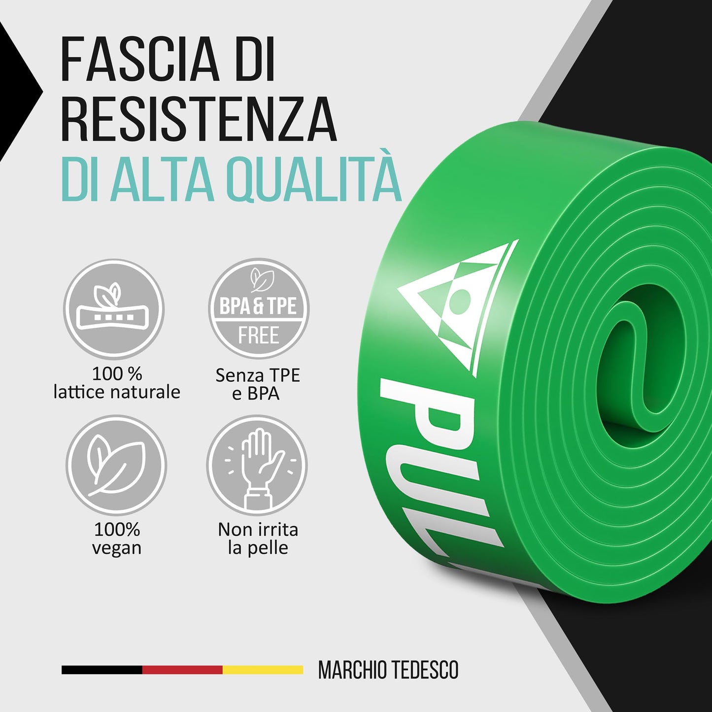 PULLUP & DIP Elastico Fitness per Trazioni, Bande Elastici Fitness con Borsa, Gancio Porta (per Set) e Guida Esercizi, Bande Elastiche di Resistenza, Resistance Bands per Calisthenics, Freeletics