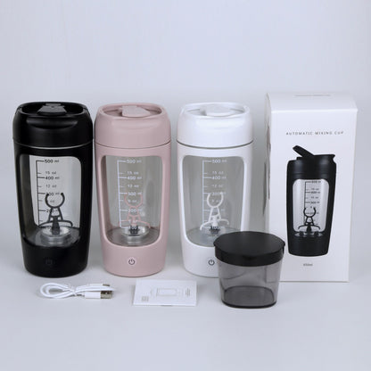 Shaker Proteine Elettrico, 650 ml, frullatore elettrico per frullati proteici ricaricabile USB C, Tazze Shaker Ricaricabili, Protein Shaker Bottle con Vano Portaoggetti, per Frullati Proteici (bianco)