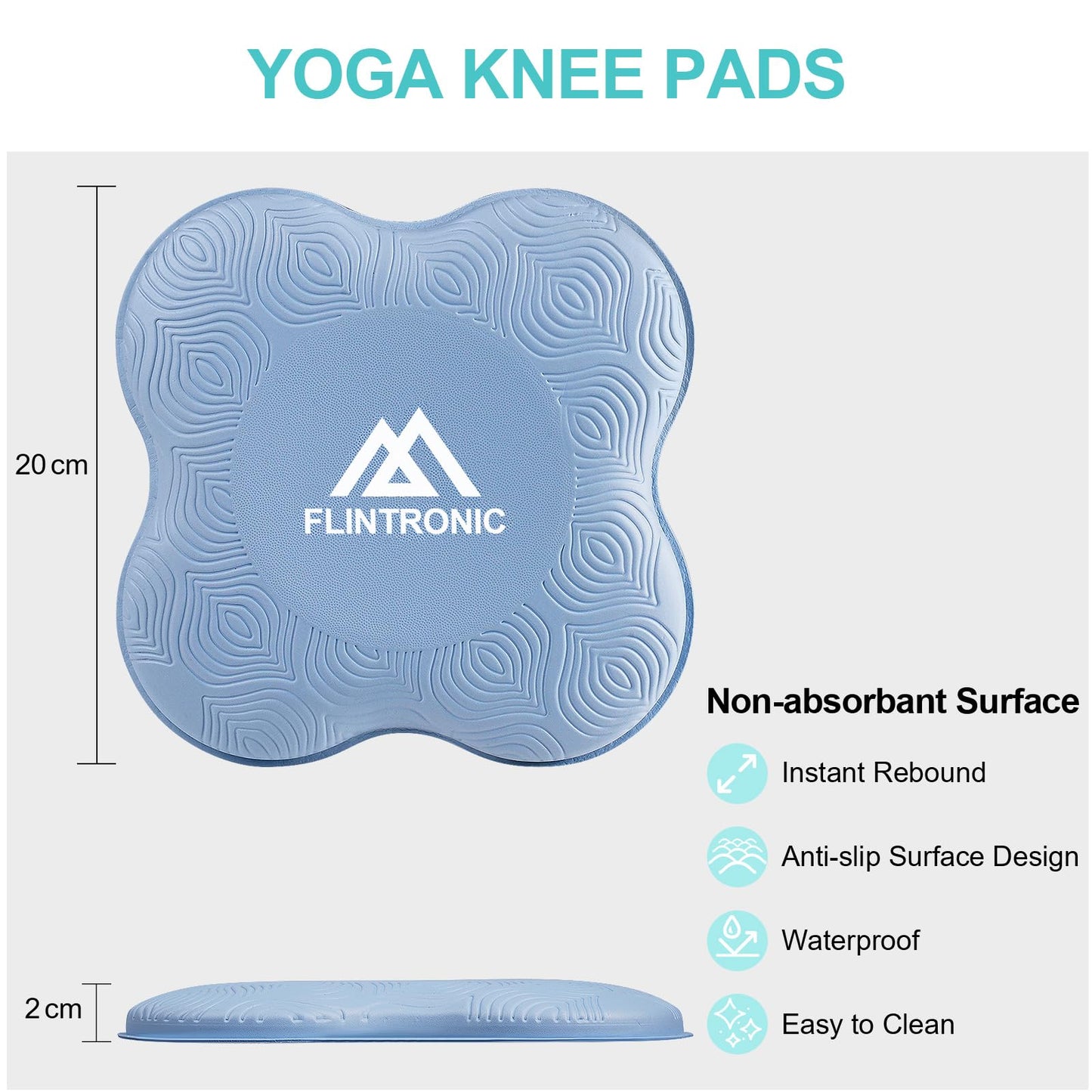 Flintronic Yoga Ginocchiere, 2 Pezzi Yoga Ginocchia con Banda Elastica, Ginocchiere Pad per Yoga 20 * 20cm, Tappetino per L'equilibrio Yoga Antiscivolo, Cuscini per Le Ginocchia per Yoga