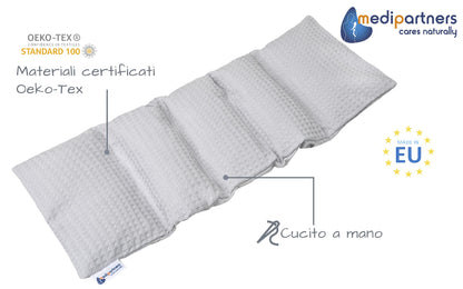 Medi Partners Cuscino Termico noccioli ciliegio 60x20cm 800g 100% Cotone 5 Camere Grande Terapia del freddo Federa sfoderabile (Stelle)