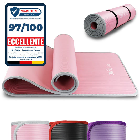 DH FitLife Tappetino da allenamento per fitness, tappetino sportivo, 183 x 61 x 1 cm, extra resistente agli strappi, tappetino da yoga antiscivolo e spesso, tappetino da allenamento