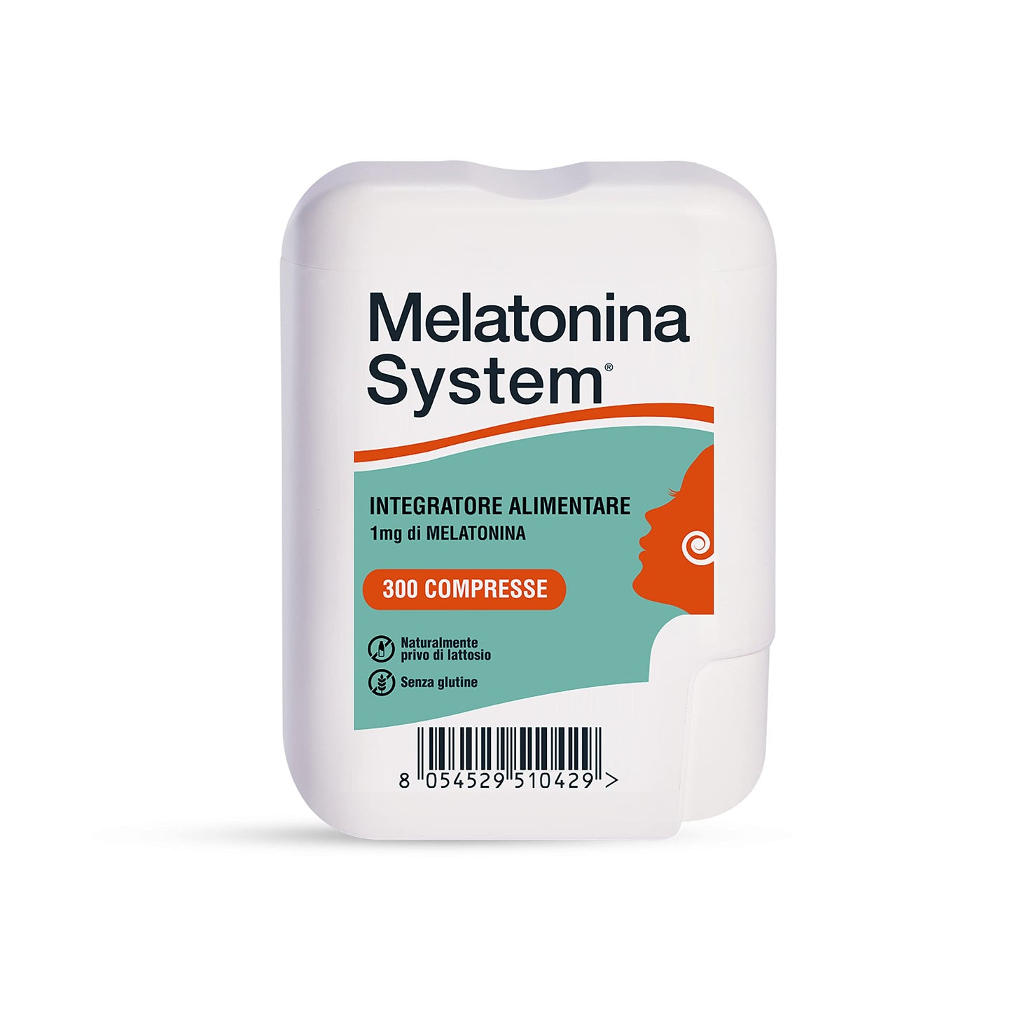 Melatonina System, 300 Compresse Melatonina 1Mg, Integratore Alimentare Utile per Prendere Sonno e Alleviare i Sintomi del Jet Lag, Regola il Ciclo Sonno-Veglia,con Dispenser, 30g