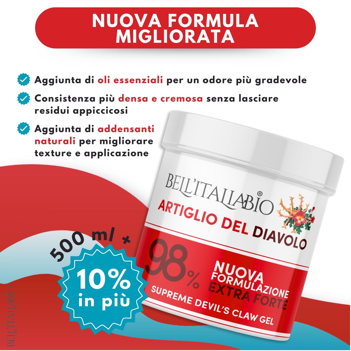 Artiglio del Diavolo Extra Forte Gel al 98%, Pomata Artiglio del Diavolo Formula Naturale e Professionale per Massaggi a Muscoli e Articolazioni (550 ML)