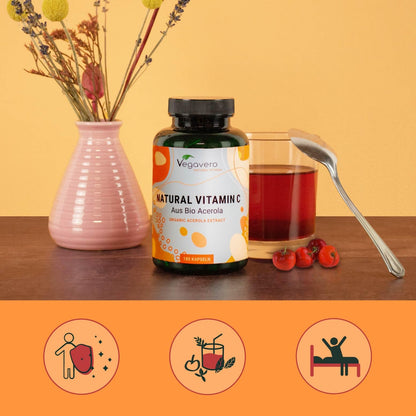 Vitamina C Naturale BIO | 1060 mg di Acerola | L’unica Biologica e Senza Additivi | Integratore per Sistema Immunitario e Antiossidante | 180 capsule | Vegan