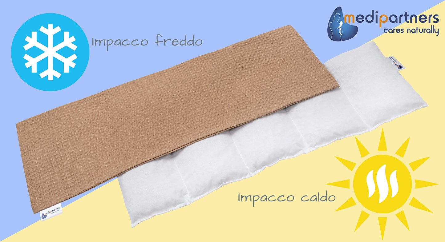 Medi Partners Cuscino Termico noccioli ciliegio 60x20cm 800g 100% Cotone 5 Camere Grande Terapia del freddo Federa sfoderabile (Stelle)