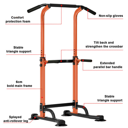 SogesHome Power Tower Stazione Multifunzionale Professionale Barra per Esercizi a Torre per Esercizi di Allenamento a casa e Palestra 75 x 82 x 165-210 cm