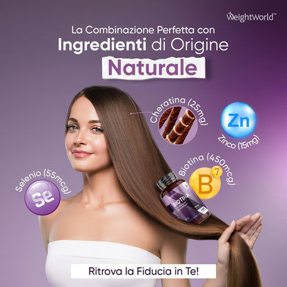 Biotina Capelli + Cheratina + Selenio + Zinco 400 Micro-Compresse (13+ Mesi) Vitamina B7 per Pelle, Unghie, Capelli, Biotina Integratore Alto Dosaggio + Zinco Selenio Cheratina Senza Magnesio Stearato