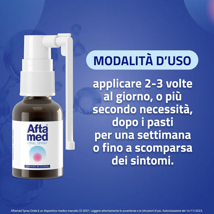 Aftamed Spray indicato per Afte, Stomatiti Aftose, Lesioni del cavo orale - Flacone da 20ml