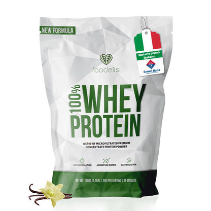 Proteine in Polvere 1 kg Vaniglia | Whey Protein con Aminoacidi Essenziali | Proteine per la Massa Muscolare ad Alta Solubilità | Proteine Whey Facilmente Digeribili | Materia Prima Italiana.