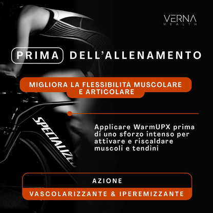 VERNA WarmUP X - Gel Riscaldante Sportivo - Prepara Muscoli e Articolazioni - Favorisce il Recupero - Extra forte - 100ml