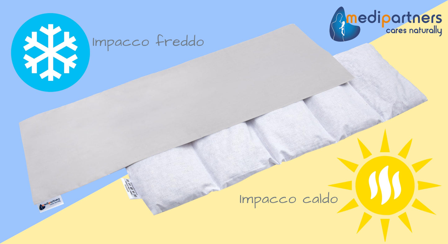 Medi Partners Cuscino Termico noccioli ciliegio 60x20cm 800g 100% Cotone 5 Camere Grande Terapia del freddo Federa sfoderabile (Stelle)