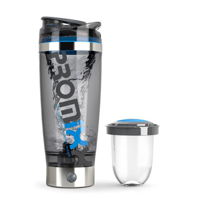 Promixx Pro Shaker Bottle - Ricaricabile, Potente per Frullati Proteici Lisci - Includere Deposito di Proteine - senza BPA - Tazza da 600 ml (Grafite/Arancia)