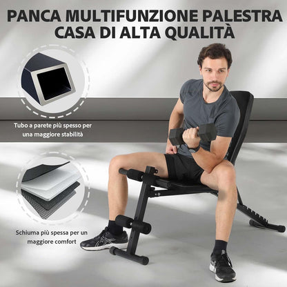 Novonova 4 in 1 Panca Palestra Pieghevole Regolabile, panca multifunzione palestra casa reclinabile, Panca Piana Palestra casa con bande di tensione, panca regolabile in casa, Max.150kg